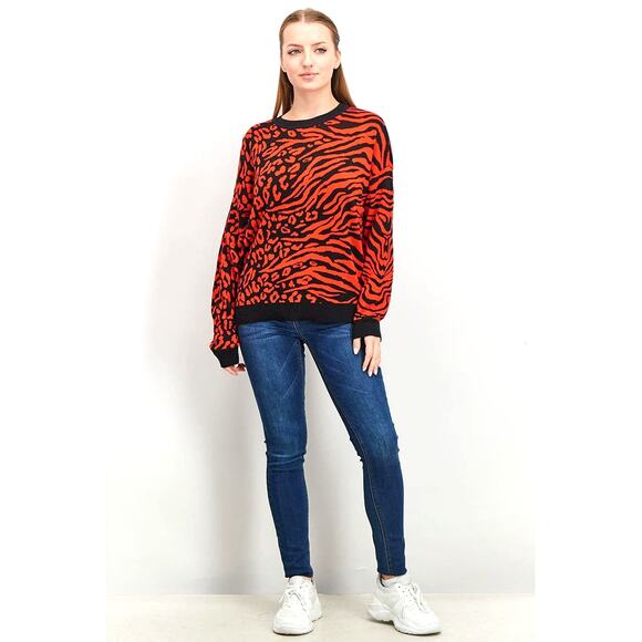 Bar lll Women's Zebra Leopard Animal Print Jacquard Mob-Wife Sweater Size Small - Picture 8 of 8